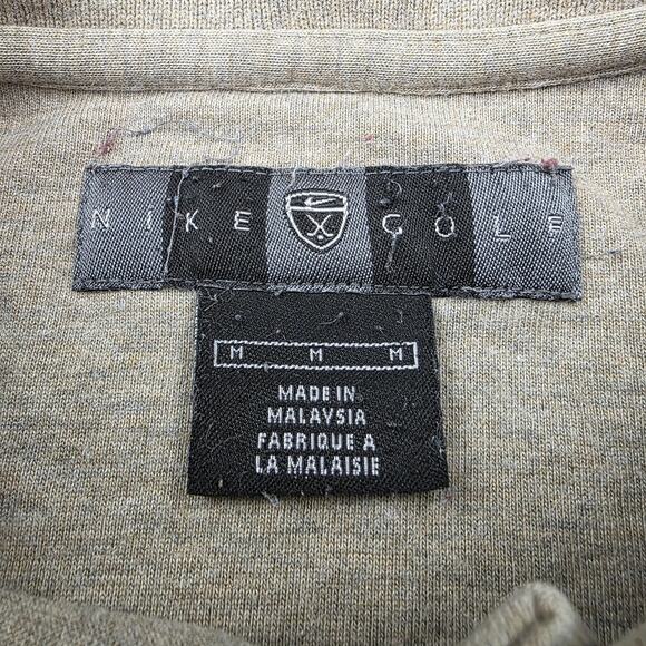 Nike Golf Shirt Mens Medium Beige Long Sleeve 100% Cotton Classic Pullover Logo - Picture 3 of 16